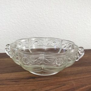 1950’s Jeanette Aztec Rose clear pressed glass bowl